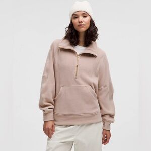 Lululemon Scuba Tumbled Fleece Funnel-Neck Half Zip Adaptive Pink Gold